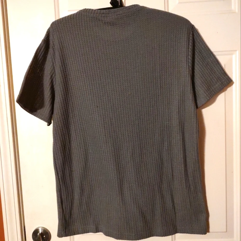 ◾🎱◾NWOT Men's Steel Smoke Charcoal Grey Waffle Knit Tee Shirt T-Shirt - 2XL - Picture 14 of 15